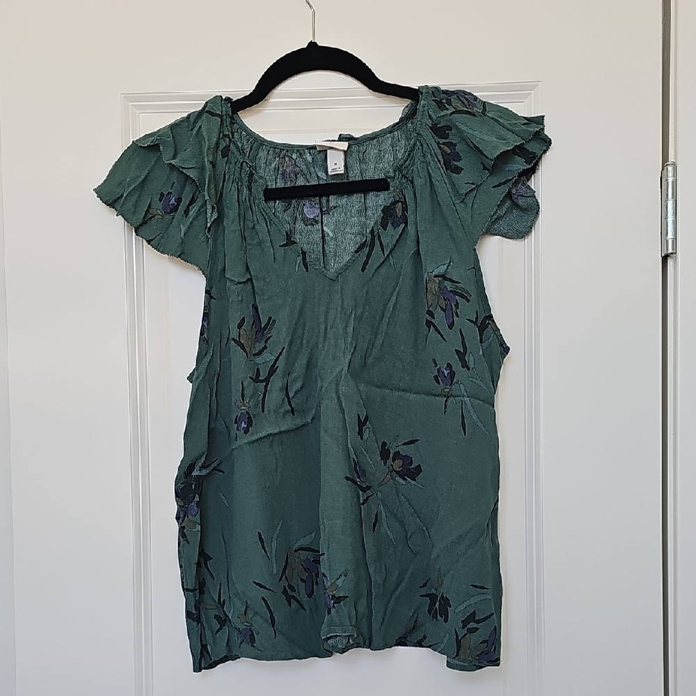 A New Day Green Floral Blouse